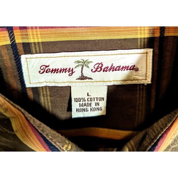 Tommy Bahama Loose Fit Plaid Button Down Shirt Mens Large Fall Browns Gold - Picture 4 of 6